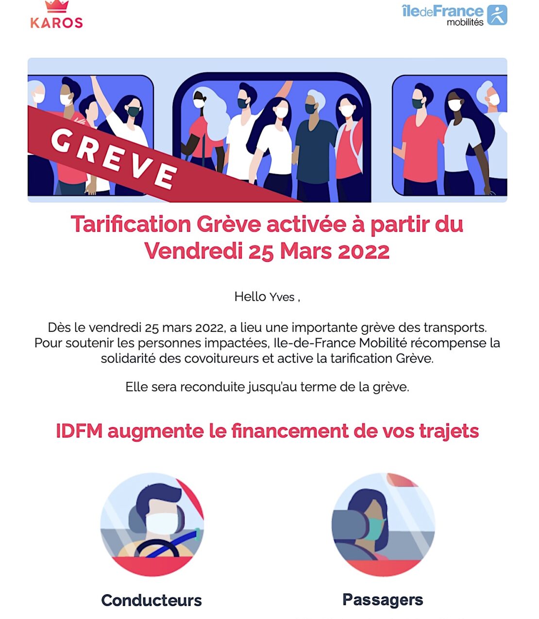 IDFM et Karos, le covoiturage renforcé, y compris et surtout en temps de grève !