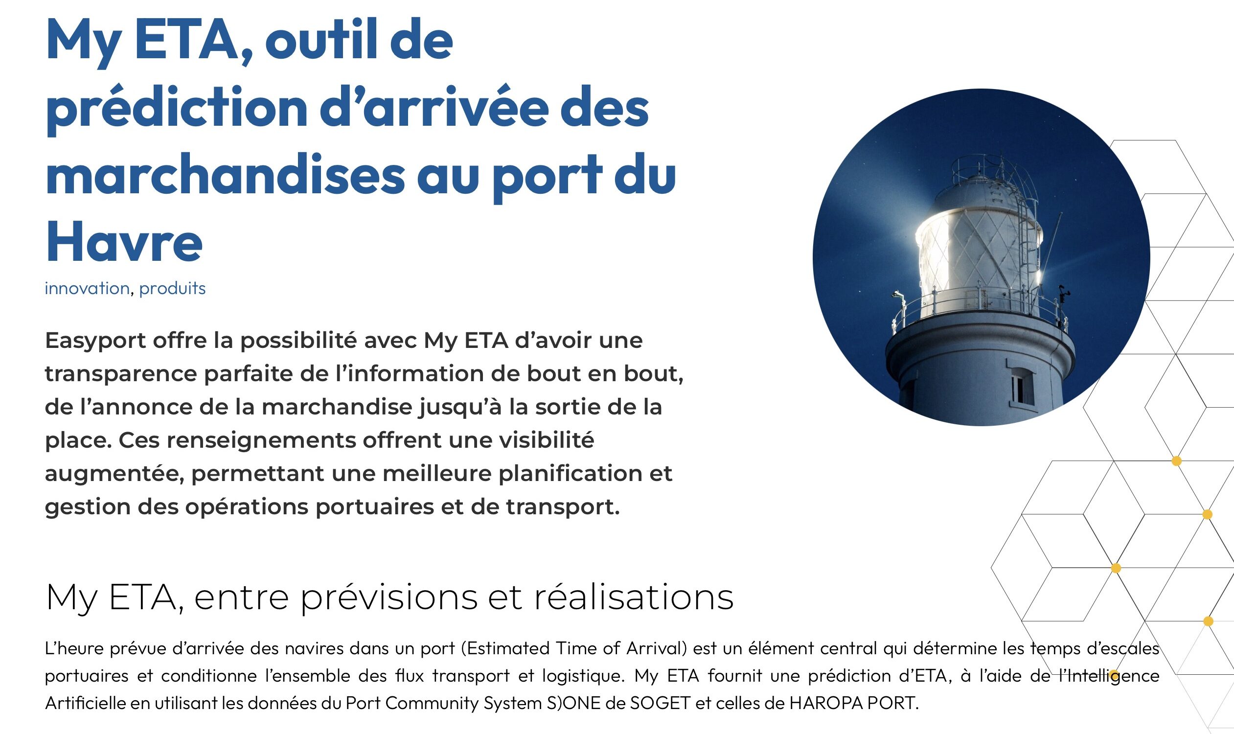 My ETA, un état des lieux, en temps réel, du trafic portuaire et des