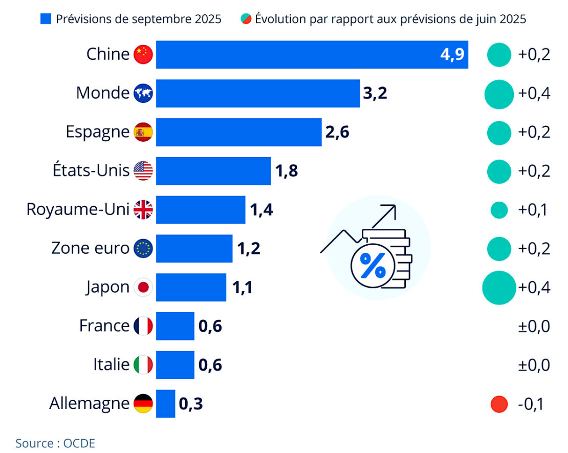 L'OCDE : des prévisions de croissance 0,6 point pour la seule France !