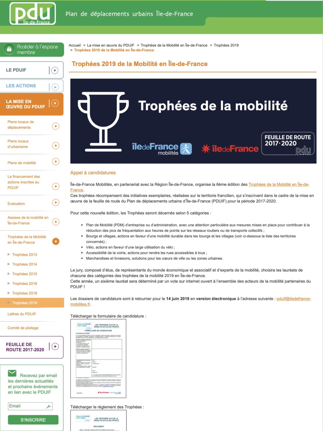 Trophées 2019 de la Mobilité en Île-de-France